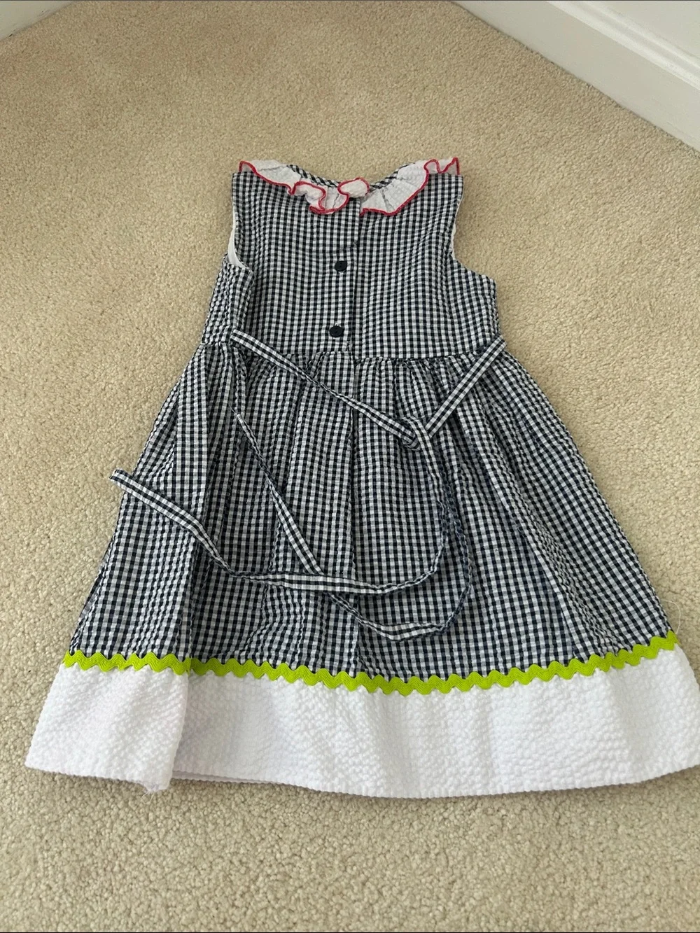 Girls 4T / 4 seersucker casual sundress ladybug collar dress